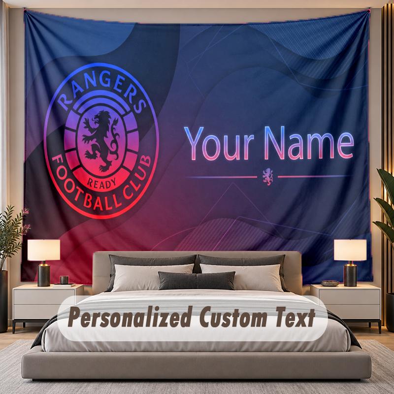 Custom Name Text Tapestry Rangers FC Personalized Polyester Wall Tapestry For Bedroom And Room