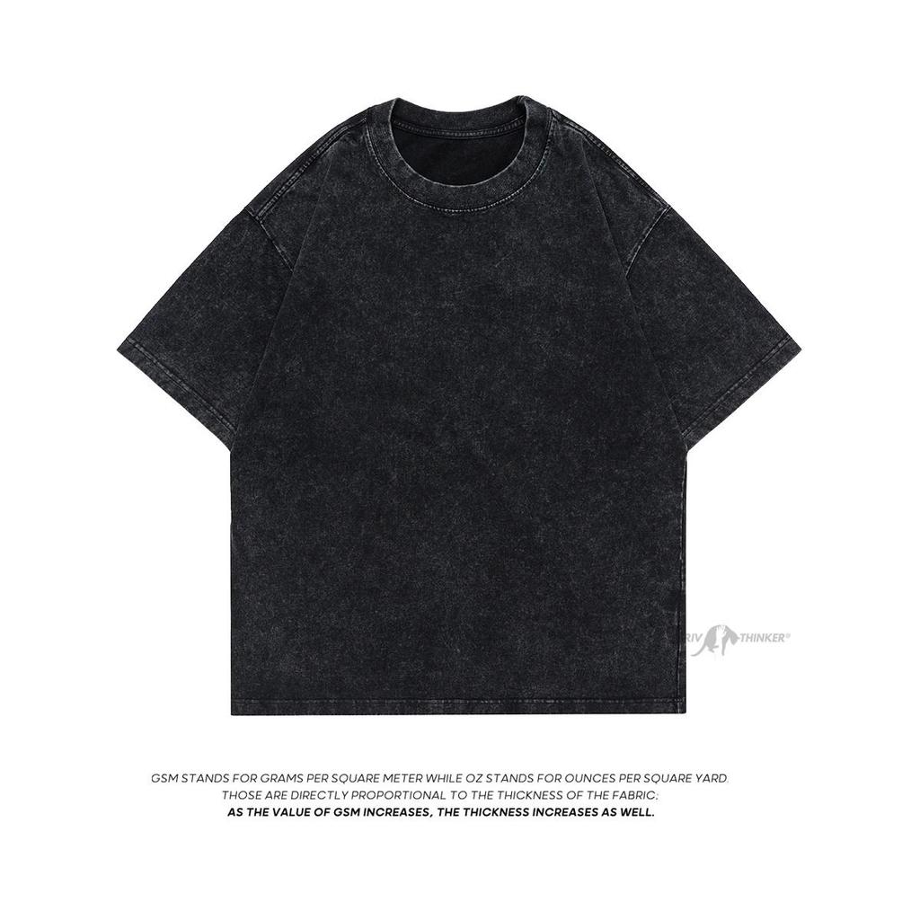 Heavy Fabric Vintage Men Oversized Tees 2026 Summer Short Sleeve Casual O Neck Man Tshirt Acid Washed T-shirts Tops