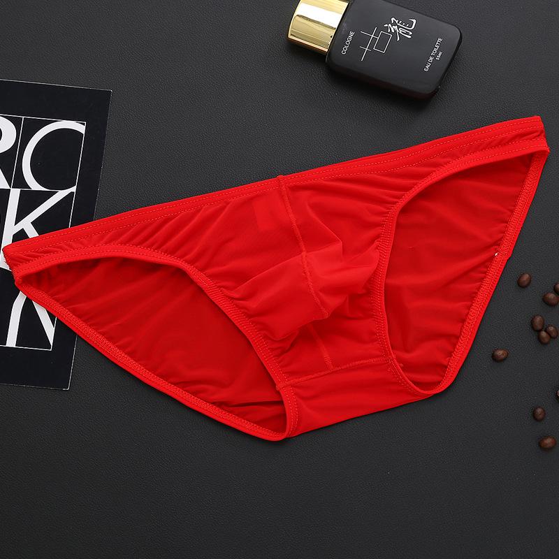 Pánské trojúhelníkové spodní prádlo Sexy průhledné trojúhelníkové spodní prádlo Ledové hedvábí Průhledné Ultratenké Spodní prádlo s nízkým pasem