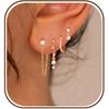 Triple Huggie Stacked Earrings for Women Gold Chain Drop Dangle Earrings Cute Statement CZ Earrings Trendy Dainty Jewelry Gift