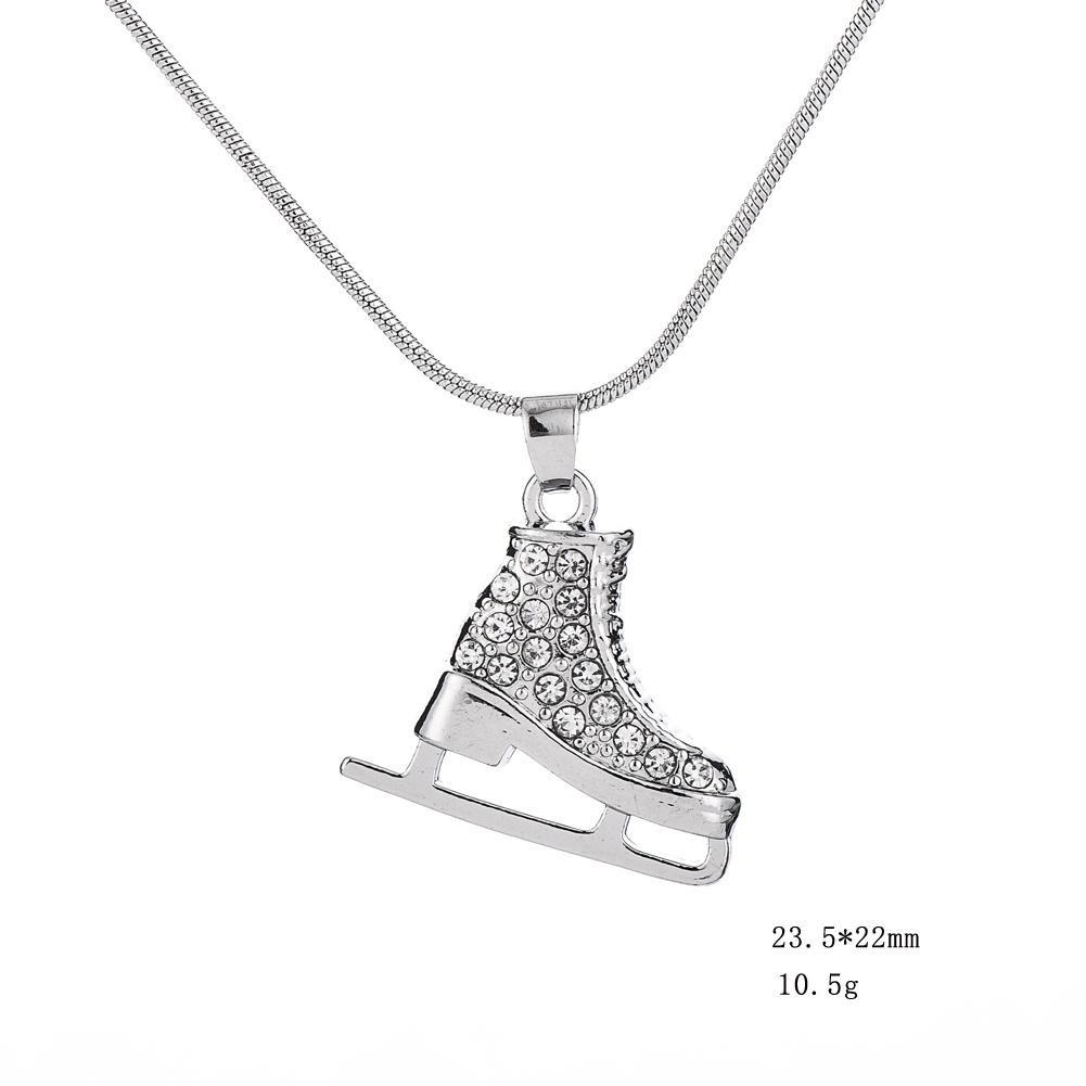 Dreamtimes Zircon 3D Ice Skate Shoe Necklace White Enamel Luxury Blue Pink Crystal Pendant Gift For Man Women Girl Chain Jewelry