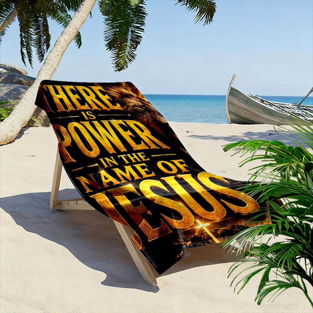 Löwe und Text: Kraft von Jesus Strandtuch schnelltrocknend für Reisen Outdoor-Sport Joggen Strand und Schwimmen