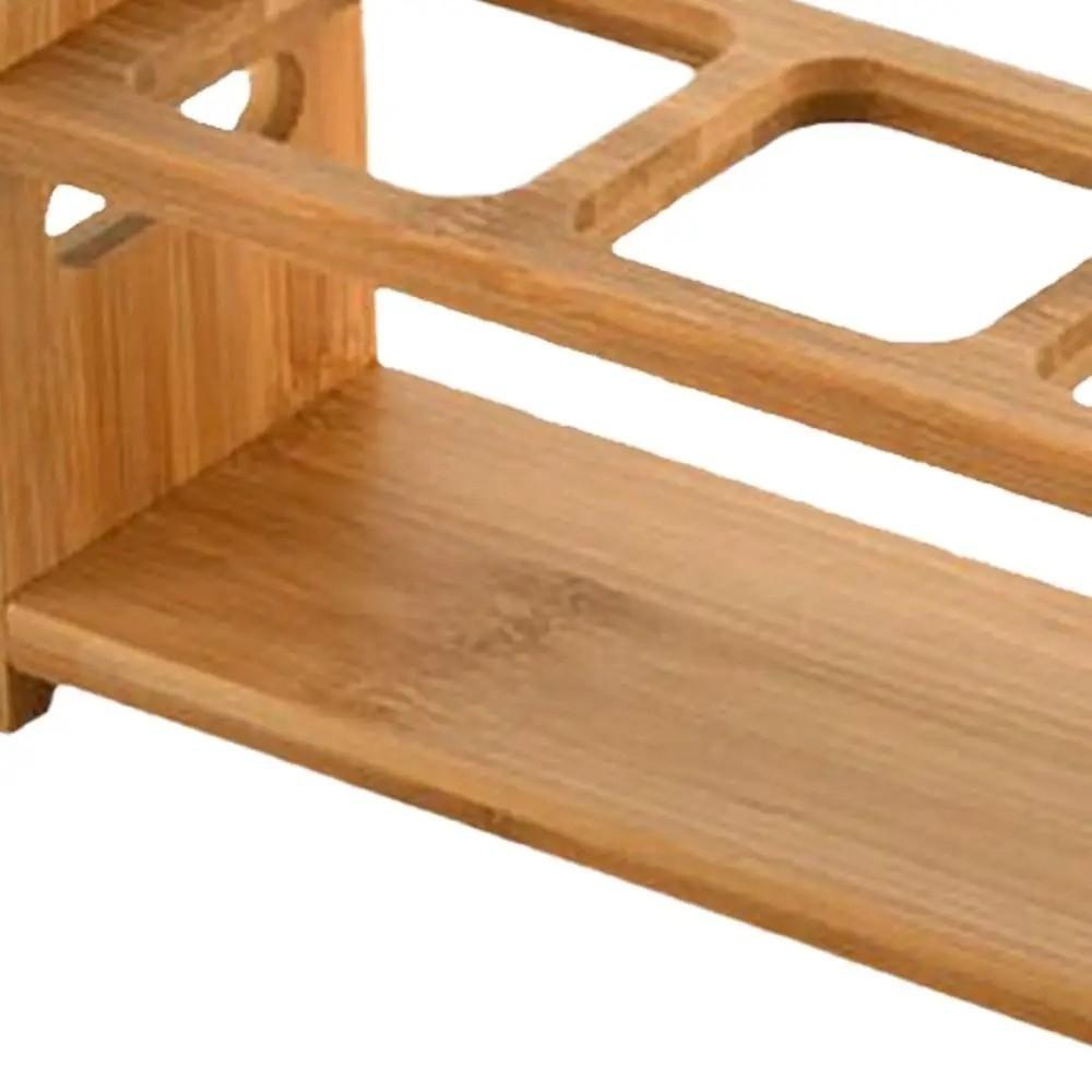 Multi-Compartment Wooden Oil Bottle Display Stand 4-hole Stand Kitchen Storage Shelf  Bar Counter