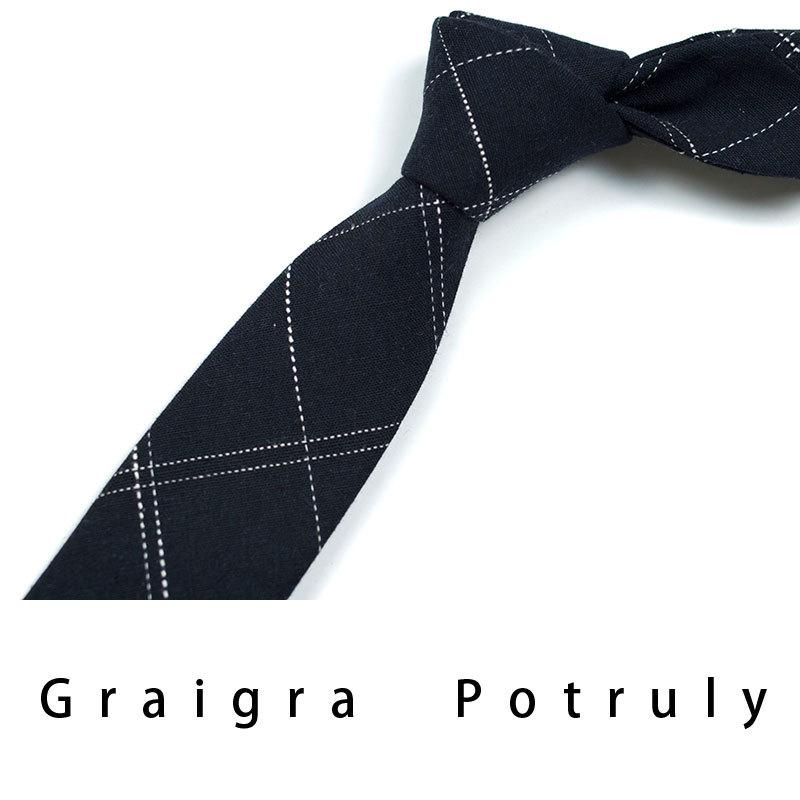 Houndstooth Plaid Coffee Gray 6cm Tie Men's Retro Casual Fashion