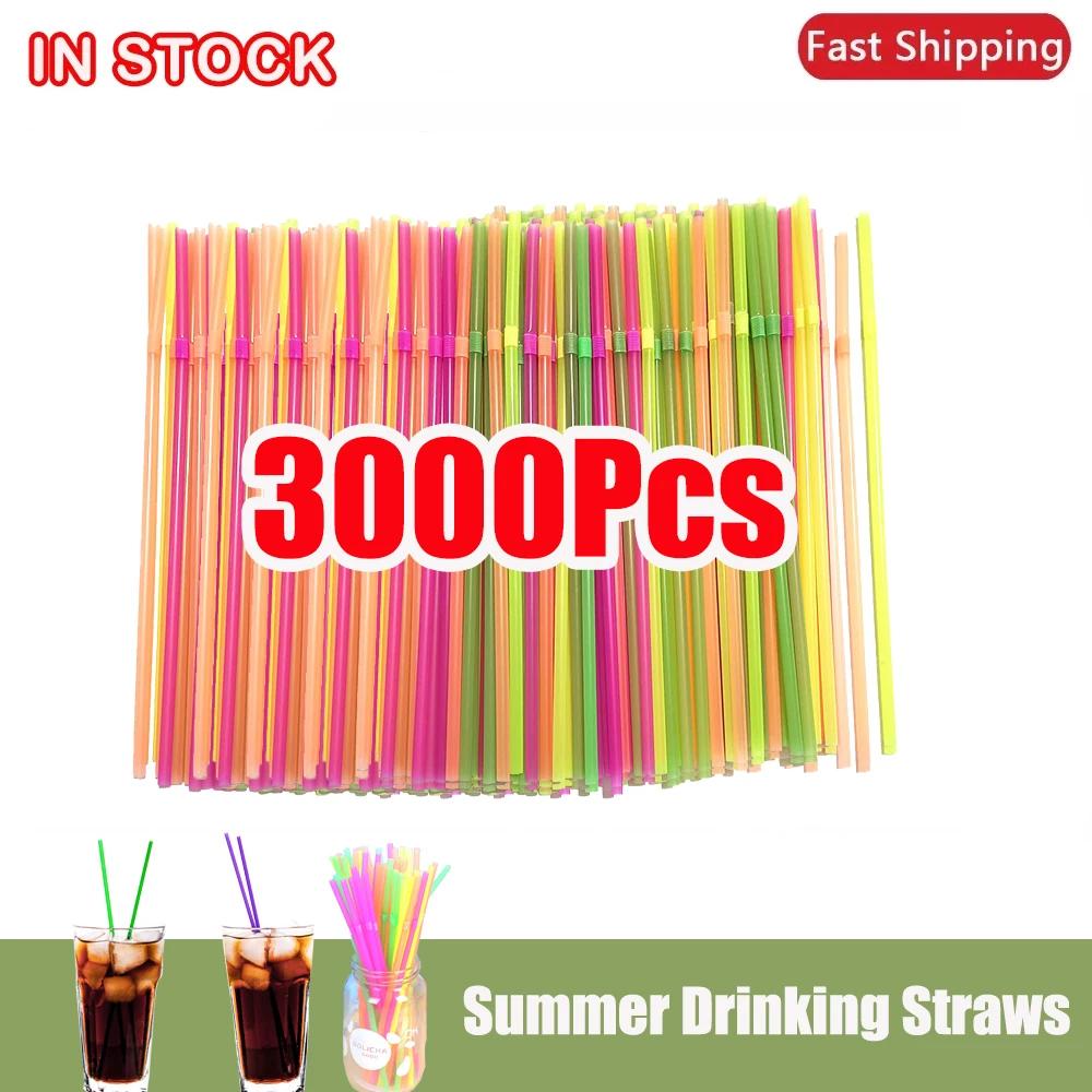 50-3000PCS Black&Colorful Drinking Straws Party Rietjes Kunststof Beverage Straw Milk Tea Kitchen Accessory Wholesale