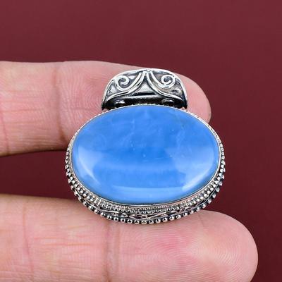 Owyhee Blue Opal Pendant Natural Gemstone Jewelry Vintage Pendant 925 Sterling Silver Pendant Handmade Pendant Gifts for Him Elegant Jewelry