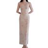 Off-Shoulder Floral Maxi Dress for Women, Slimming Mesh Waist, Gentle Summer Style