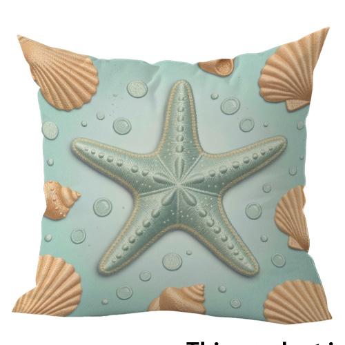 1/4pcs Ocean-themed Decorative Pillow Covers Sofa Bed Cushion Cover Home Bedroom Decoration, 2D Flat Printing