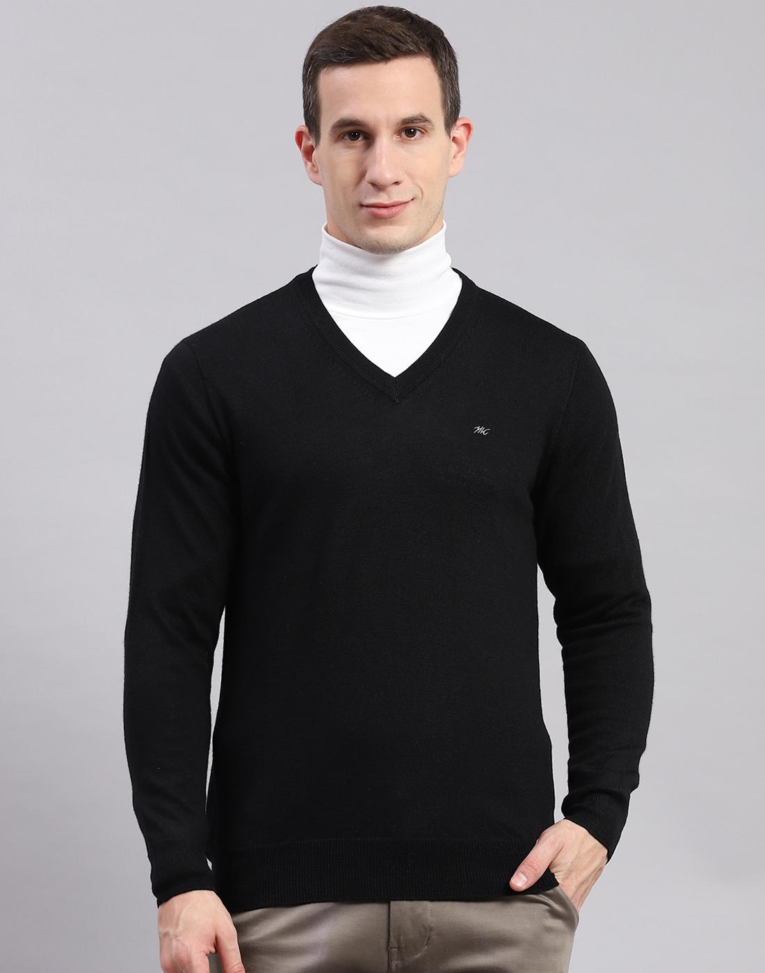 

Monte Carlo Mens Solid Black V Neck Full Sleeve Pullover