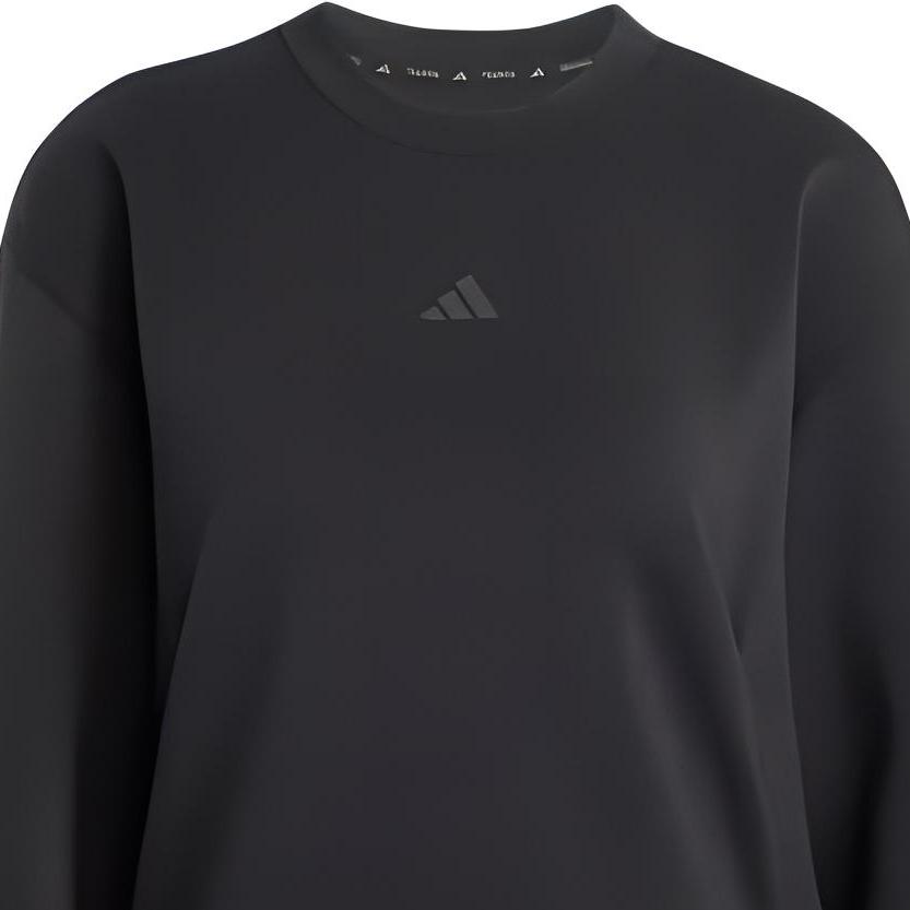 adidas Bluza damska w jednolitym kolorze, wkładana przez głowę, z okrągłym dekoltem, luźna, z długim rękawem, czarna JP2655