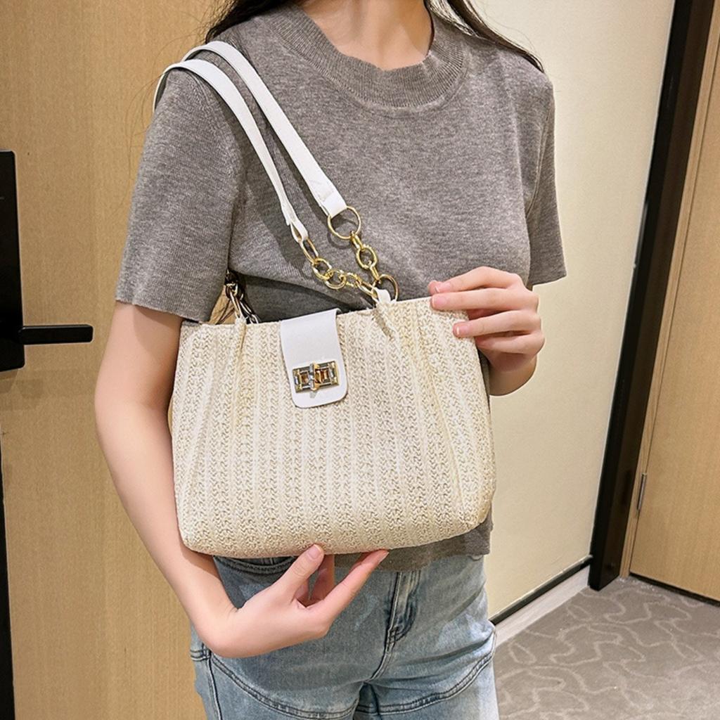 Large Capacity, Bag, Women's Bag, Woven, Swivel Lock Design, Shoulder Bag, Armpit Bag, Casual Bag