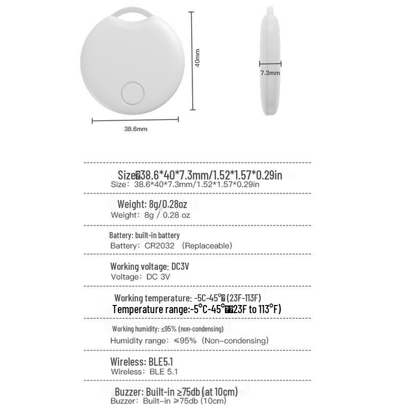 MFI-zertifizierter Bluetooth Anti-Verlust-Tracker für Geldbörsen, Schlüssel, Haustiere, Kinder und ältere Menschen - Kompatibel mit iOS Find My.