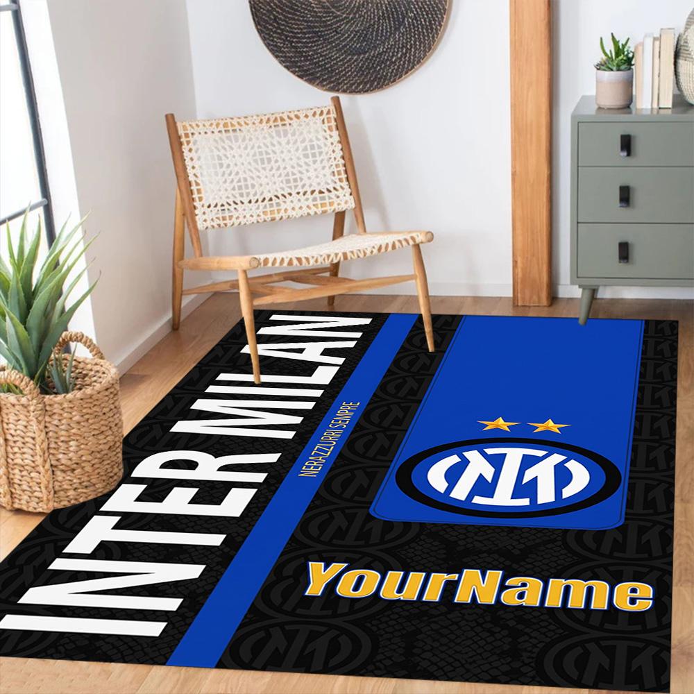 Inter Milan Personalized Text Area Rug Perfect for Dining Room Entryway Bedrooms Hallway Antislip Carpet Decorate Offices