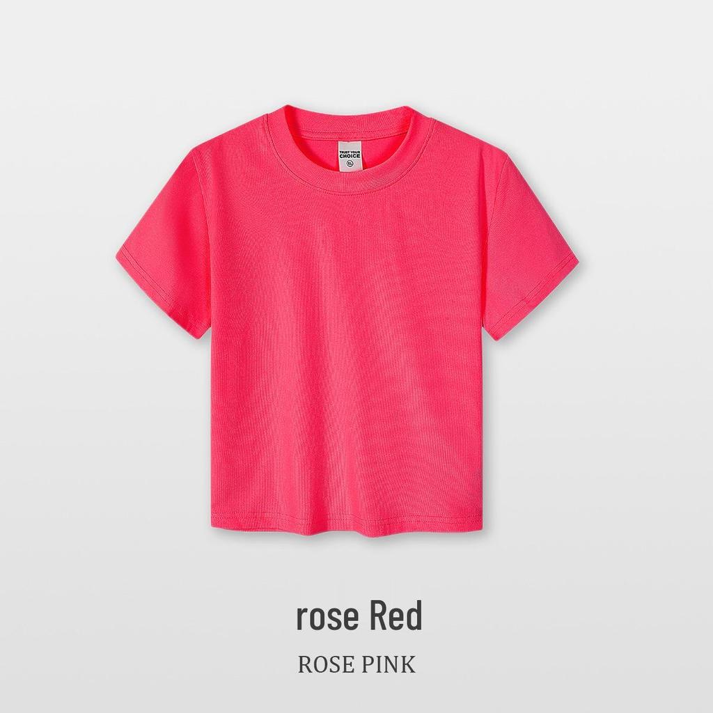 Women's 230G Elastic Spandex Short Sleeve Round Neck Cropped T-shirt - Plain Color for Summer