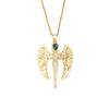 Gold & Green Synthetic Zirconia Angel Pendant Necklace for Women