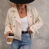 Autumn and Winter New Jacket Cardigan Women's Button-down Lapel Fleece Short Coat