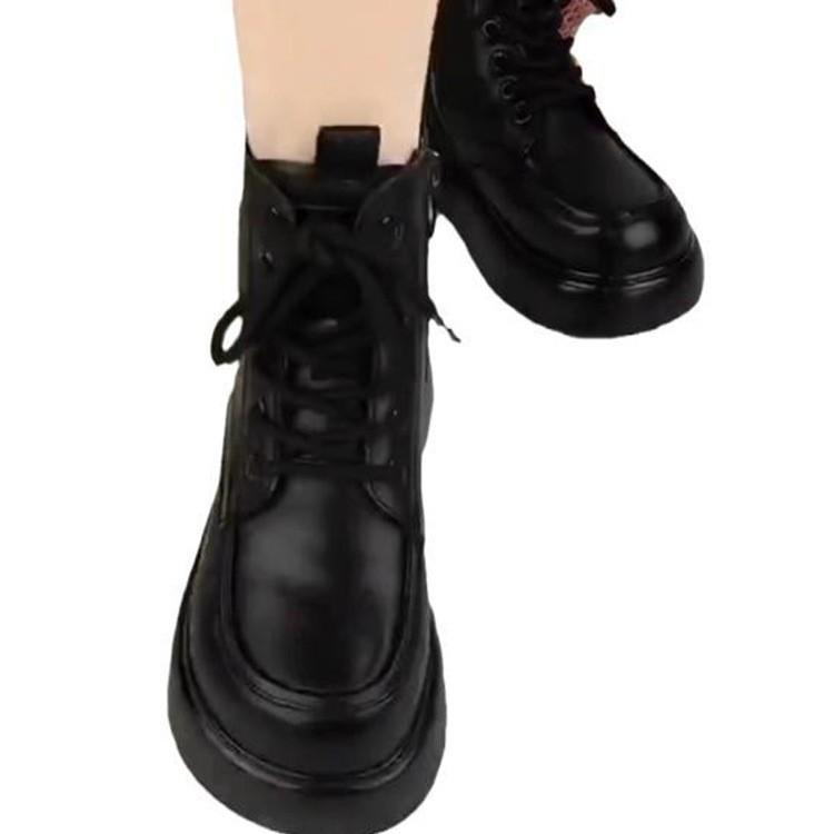 High-end leather non-slip thick-soled Martin boots for women's autumn and winter new high-top casual, comfortable and lightweight short boots