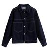 Korean Retro Denim Jacket for Women - Loose Fit, Large Size, Dark Wash, Spring & Autumn 2024