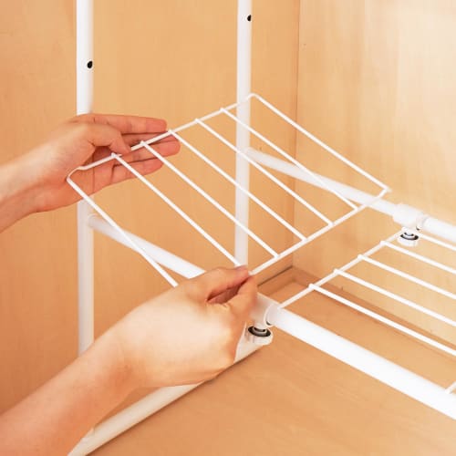 HEIAN SHINDO OHW-40 Closet Storage Shelf with Hanger Pipe, Horizontally Expandable, White, Width 76-105cm, Height 90cm, Depth 56cm, Heian Shindo Kogyo