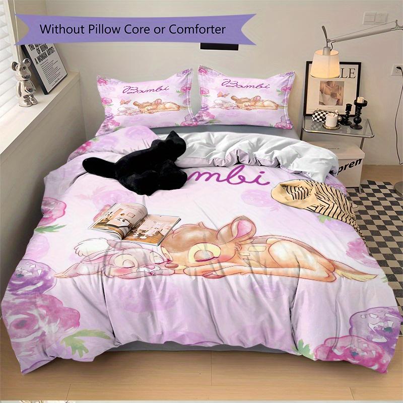 3pcs Bambi & Thumper Pattern Bedding Three-Piece Set (1 Cover + 2 Pillowcases, No Fillings), This Printed Bedding Set Is Soft and Comfortable, Su