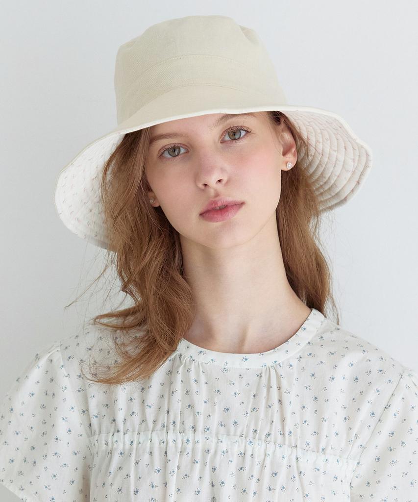 NONLOCAL Reversible Wired Linen Bucket Hat - Cream Yellow