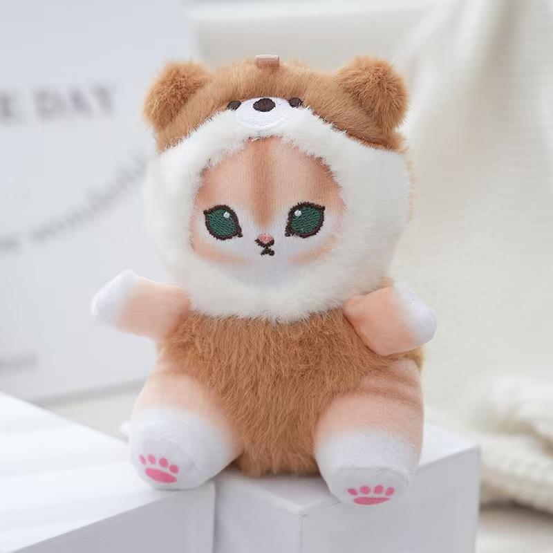 2026 Kawaii Mofu Sand Keychain – Cute Cartoon Shark & Cat Plush Pendant for Backpack, Bag Charm & Birthday Gift