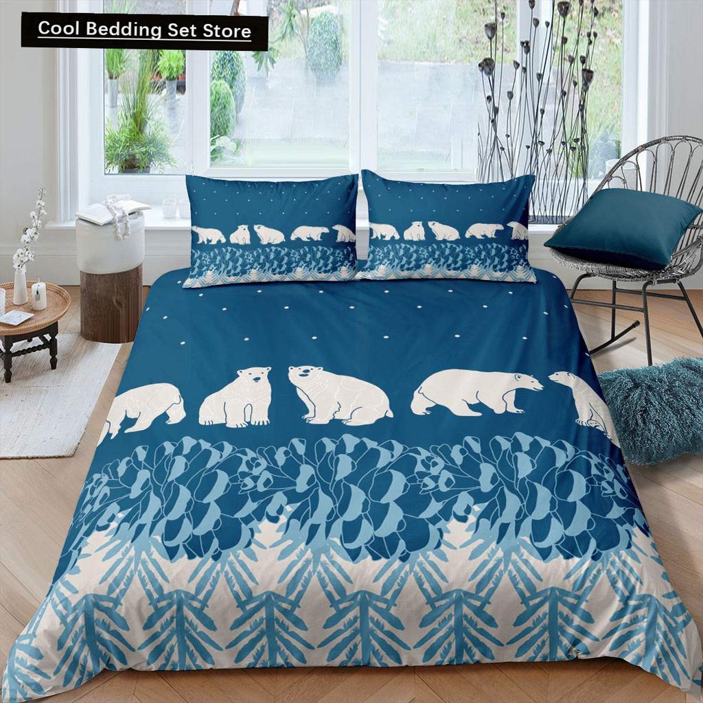 Poszewka na kołdrę z niedźwiedziem polarnym King Queen 3D Lovely White Arctic Animal Pościel dla dzieci nastolatków dorosłych Wildlife Poszewka na kołdrę Poszewka na poduszkę