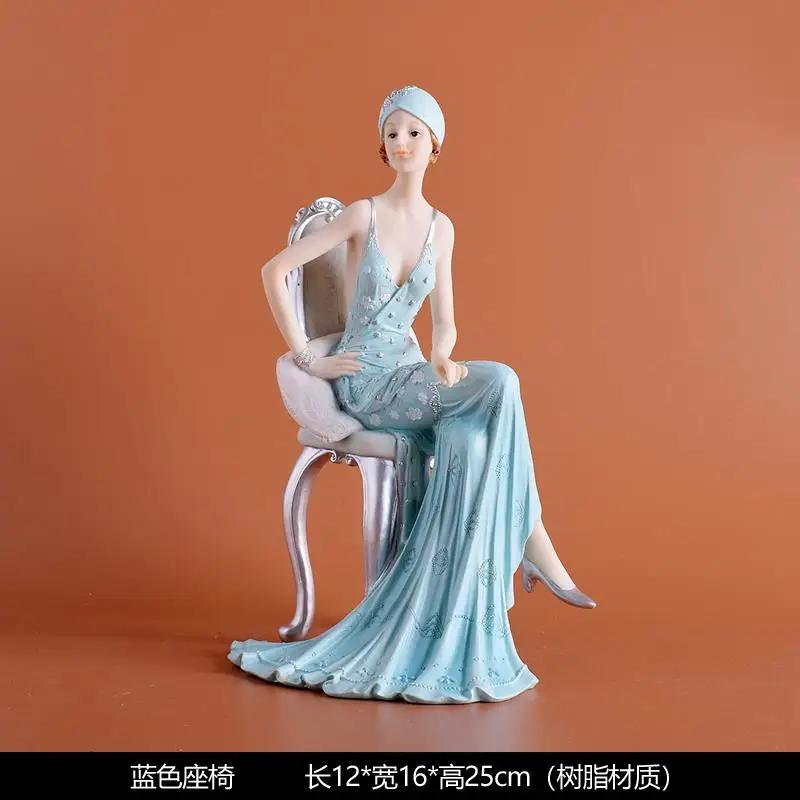 Europäisches Mädchen Schönheitscharakter Harzornamente Haus Wohnzimmer Weinschrank Figuren Dekoration Handwerk Hochzeit Geburtstagsgeschenke