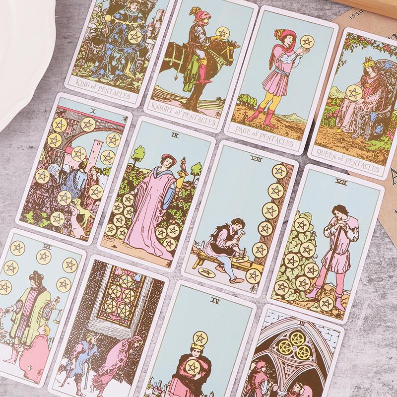 Pink Border Tarot Card Deck With Guidebook 78Pcs English Version Family Gathering Divination Deck Board Game Cards Desktop Toy
