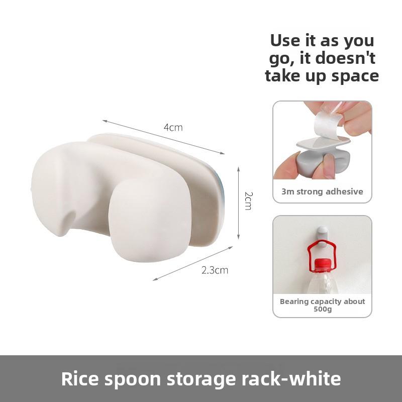 

Household Multi-functional Rice Spoon Storage Rack, Kitchen Wall-mounted Rice Cooker Plug Storage Rack, Non-drilling Hook білий