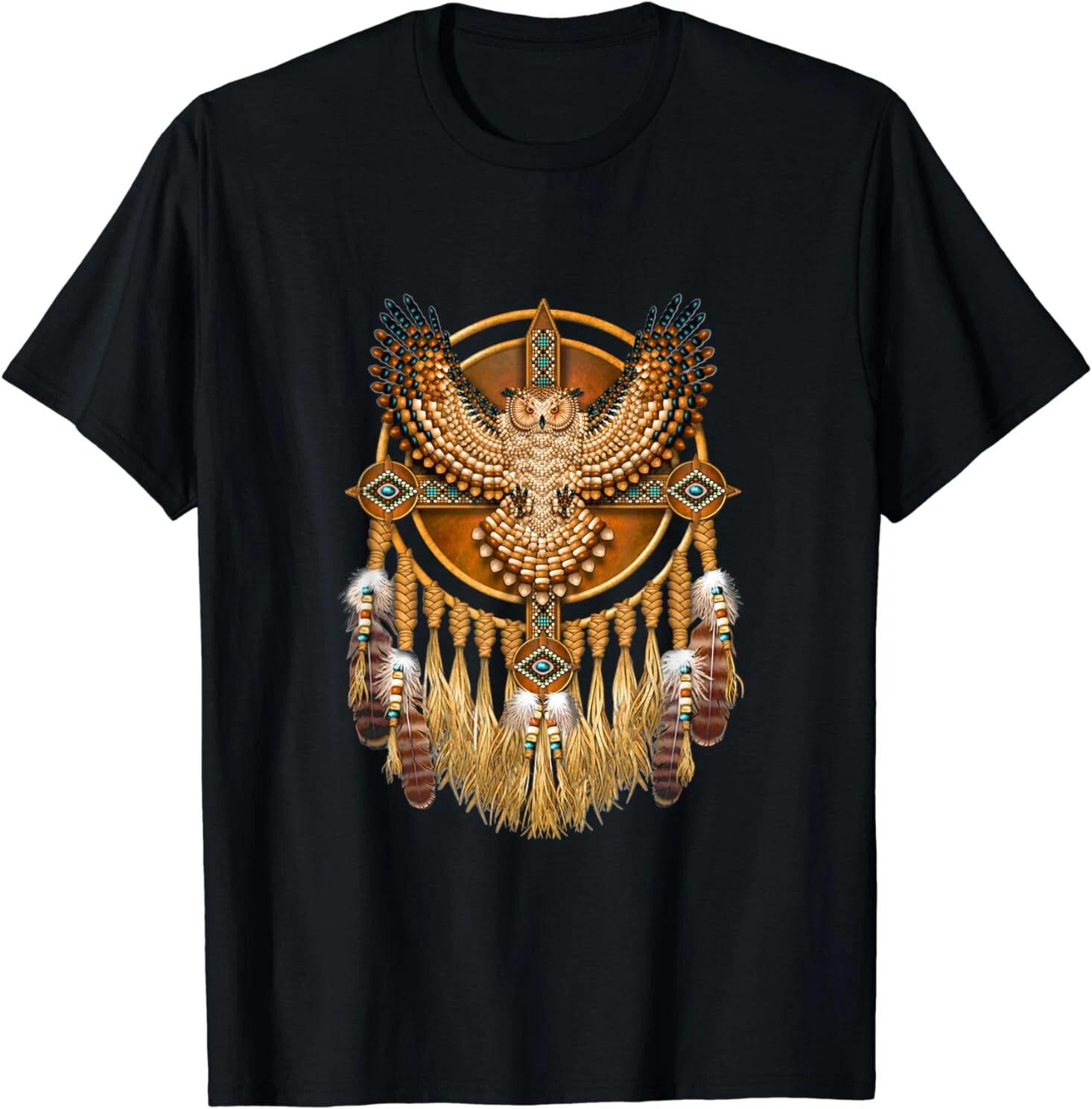 Native American Tribal Owl Design Gift Idea Premium Tee T-Shirt XL