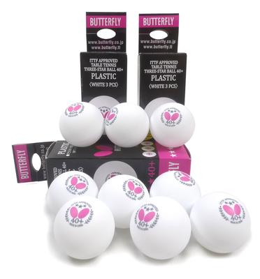 Butterfly Tischtennis Drei-Sterne-Ball 3 Stück Weiß 95710 40+