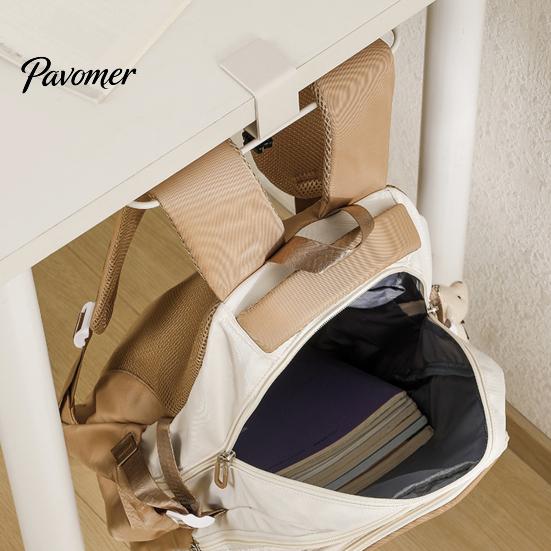Easy Install Desk Rack Clamp-On Storage Hook, Adjustable No Punch Durable Carbon Steel Desktop School Bag Hook Organizer, Space Saving for Bags