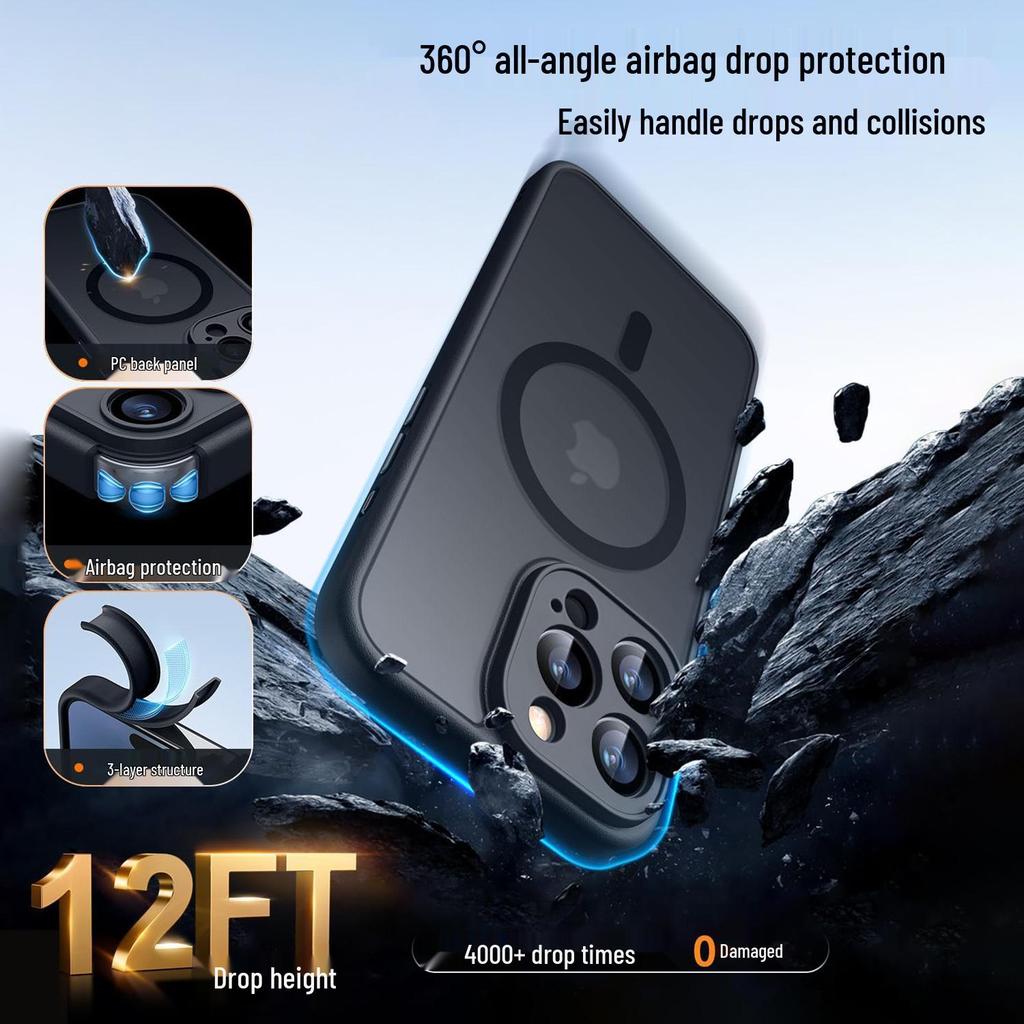 Apple iPhone 16 Pro Frosted Magnetic Phone Case with Precise Cutouts and Camera-Friendly Buttons