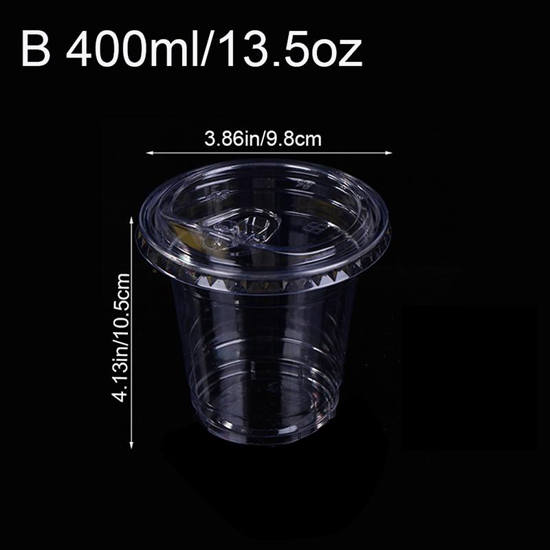 

10 шт. 360/400/500 мл прозрачные одноразовые пластиковые стаканы с крышкой для питья, контейнер для холодного кофе, чая, холодных напитков, шейков 400ML