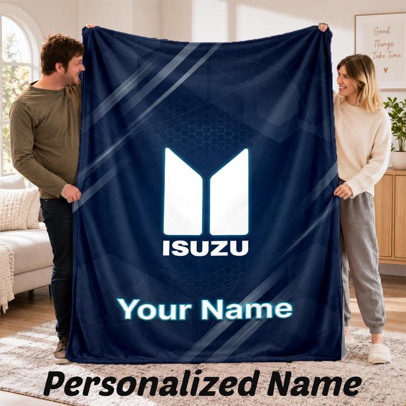 Isuzu Personalized Flannel Blanket Custom Name Text Soft Throw Blanket Home Decor
