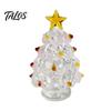 Elegant Office Desk Decor Glazed Glass Christmas Tree Figurine, Handcrafted Ornament Gift for Friends Holiday Display, Colorful Modern Table