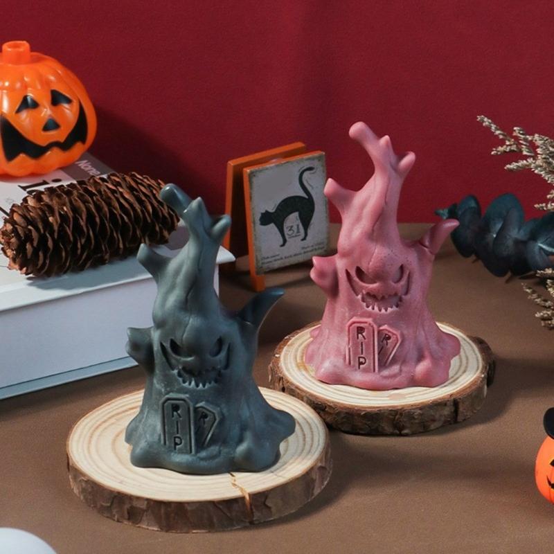Creative Halloween Silicone Candle Mold Halloween Themed Silicone Candle Mold for DIY Scented Specter Stump Shape Candle