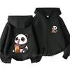 Boba Milk Tea Panda Front Back Cartoon Print Zip Up Hoodie For Kids Long Sleeve Lovely Animal Casual Daily Outerwear