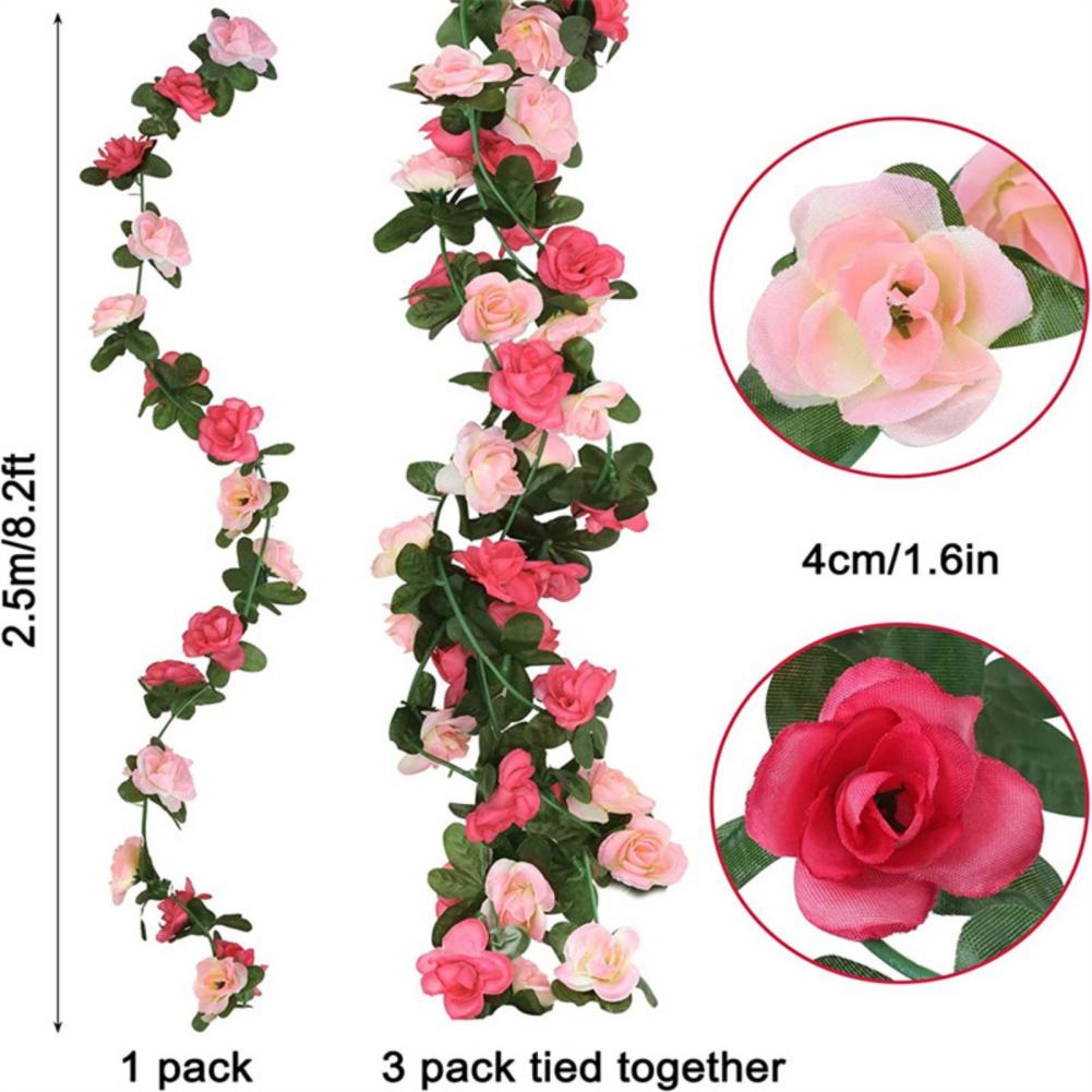 1PC Artificial Flowers Vine 45pcs / 69pcs Rose Fake Flower DIY Wedding Decoration Home Room Decor Wall Hanging Garland Plant