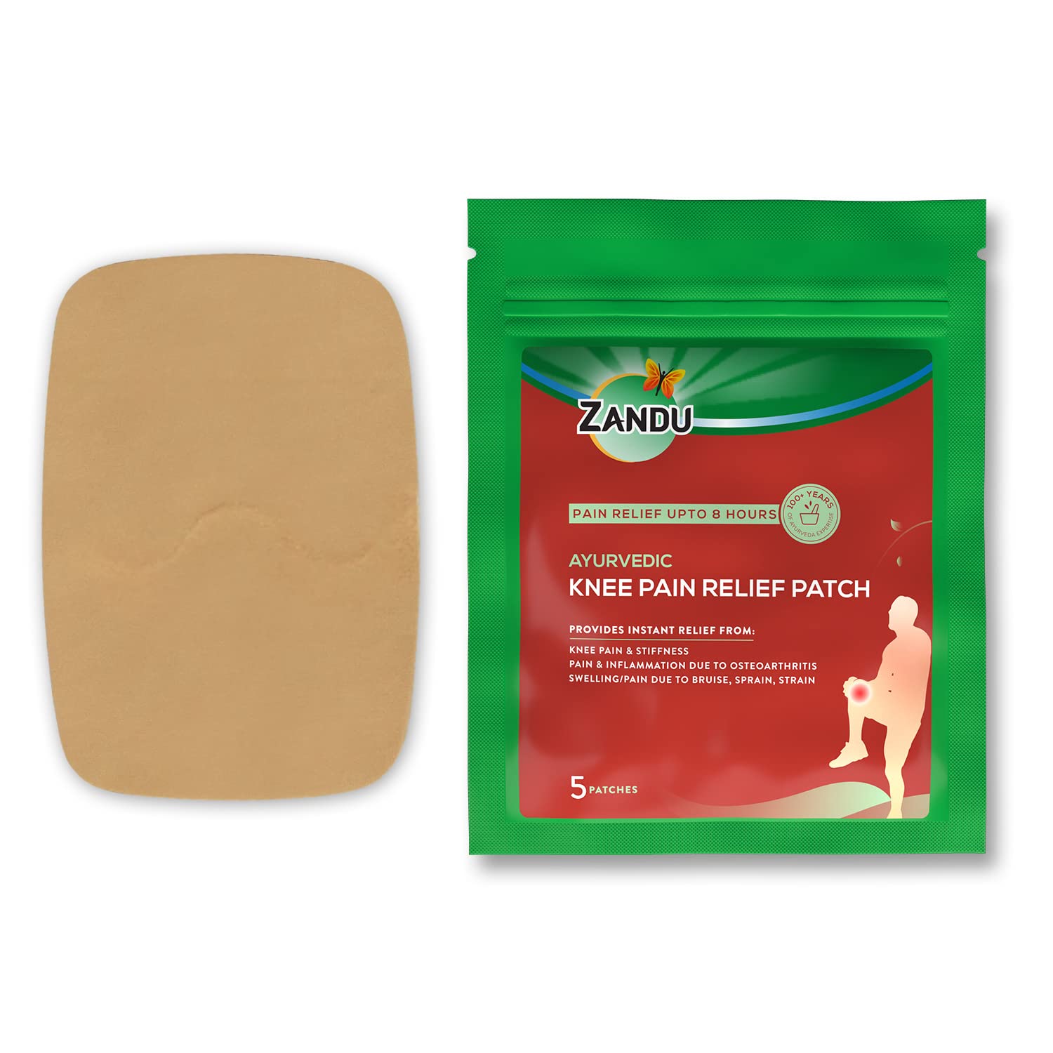 Zandu Ayurvedic Knee Pain Relief Patch Pack of 1X 5 Patches for Joint and Muscle Comfort 8 Hours Relief
