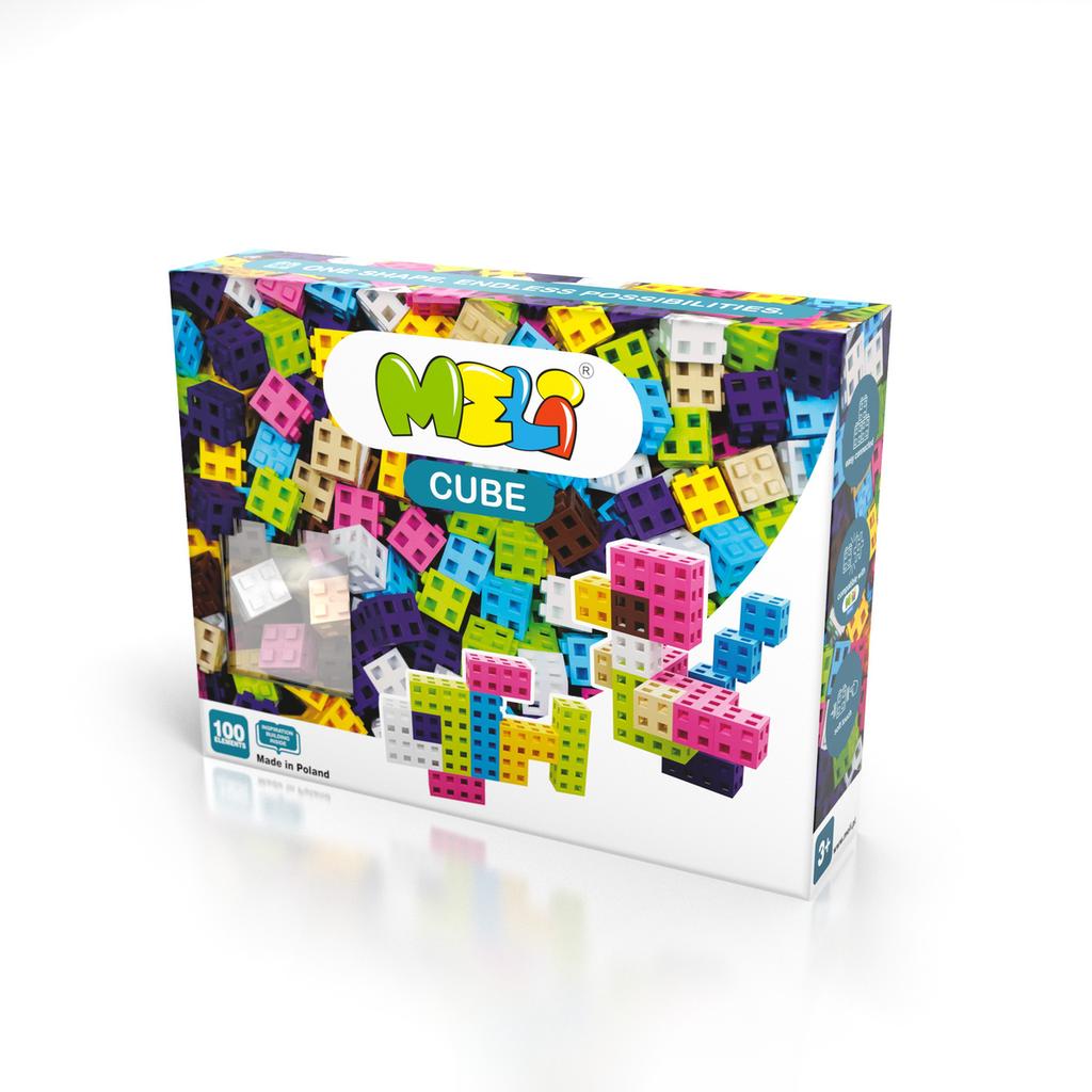 Komplet klocków konstrukcyjnych - Meli Cube Pink 100 el.