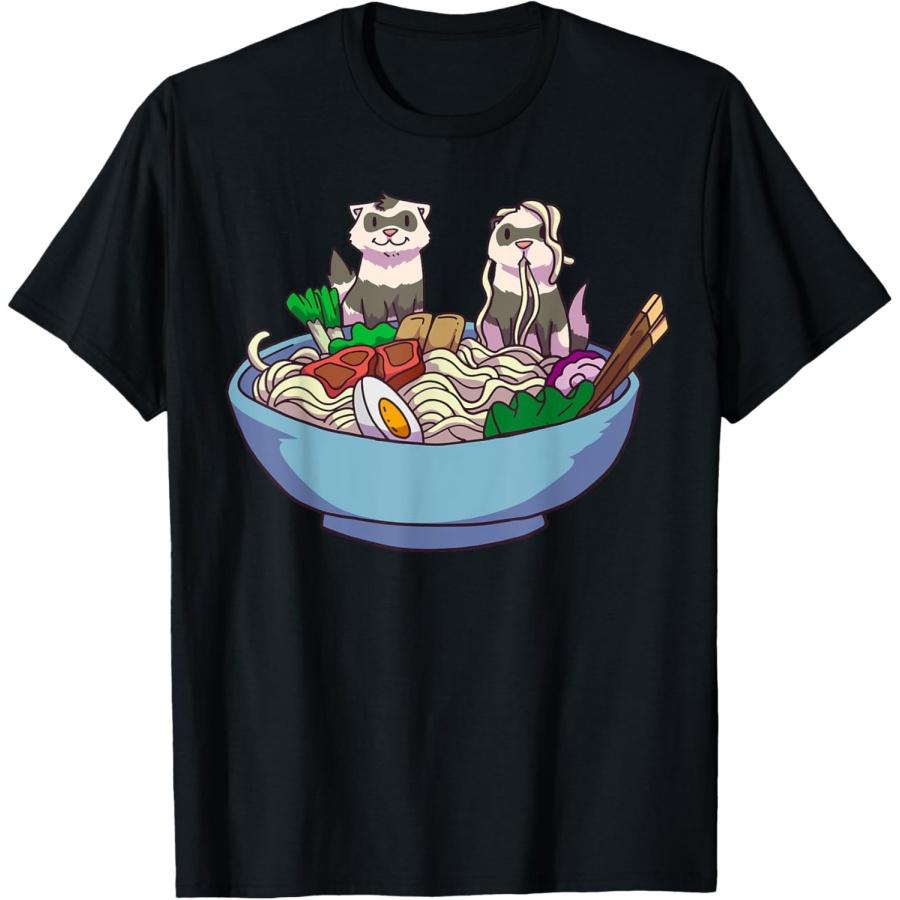 Ferret Ramen Noodles Anime Kawaii Japanese Otaku Gift T-Shirt S