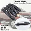 Gloss Black Carbon Fiber Door Handle Cover Catch Cap Trim Exterior Set Of Car Accessories for Mazda BT-50 BT50 BT 50 2011~