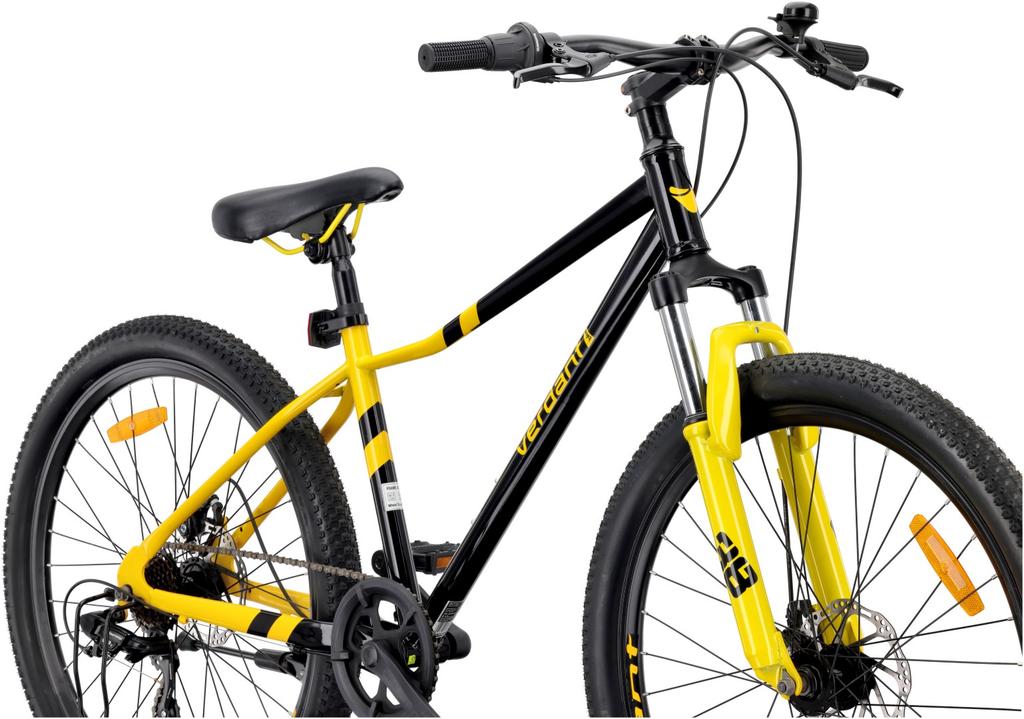 Rower Górski 26 Cali Mtb Shimano 7 Biegów Amortyzator Tarczowe Stopka Verdant Calix Czarny Żółty