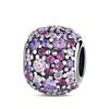 Copper Metal Full Diamond Charm Bead Components Colorful Heart Blooming Rose Round Bead Components Pendant Bead Component Compatible With Authentic