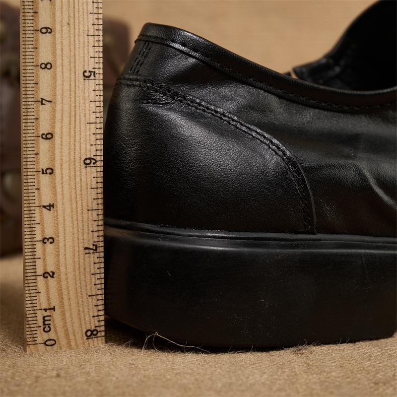 Men's Single-layer Business Leather Shoes Casual Leather Shoes Top Layer Cowhide Rubber Sole Side Zipper for Easy on And Off Brown Black