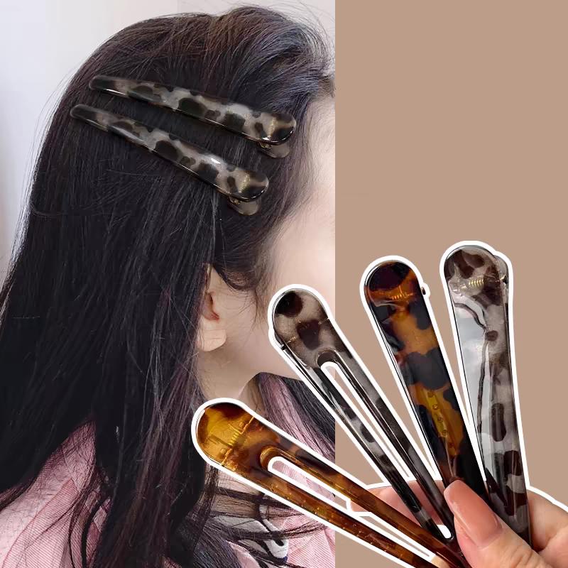 2pc Fashion European and American Leopard Big Hair Side Clips Hairpin Vintage Hairgrip for Girls Women Korean Hair Accessories