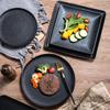 Minimalist Black Matte Ceramic Plates - Round & Square Options for Steak and Western Cuisine, Ideal for Homes