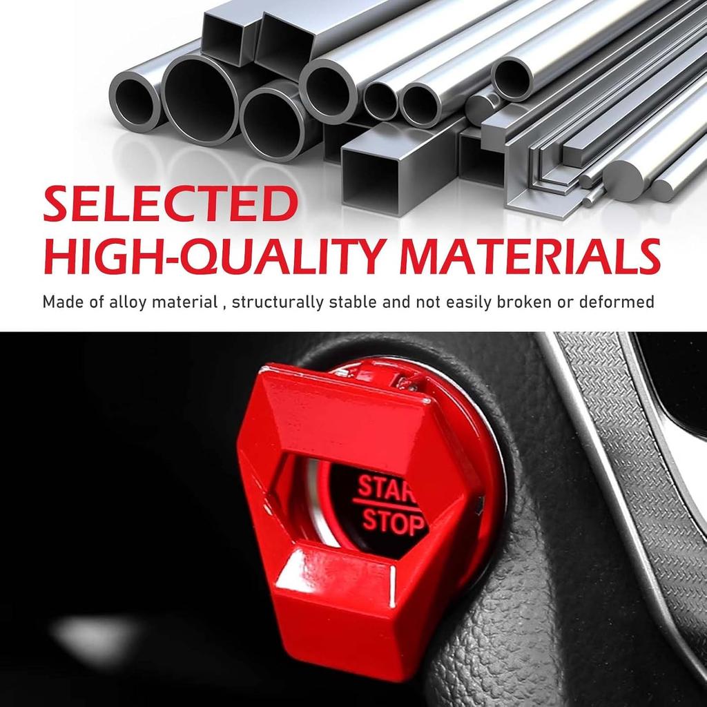 Push Start Button Cover, Zinc Alloy Car Engine Start Stop Button Cover Protector, Motorcycle Ignition Key Switch Cover, DIY Car Interior Decor,